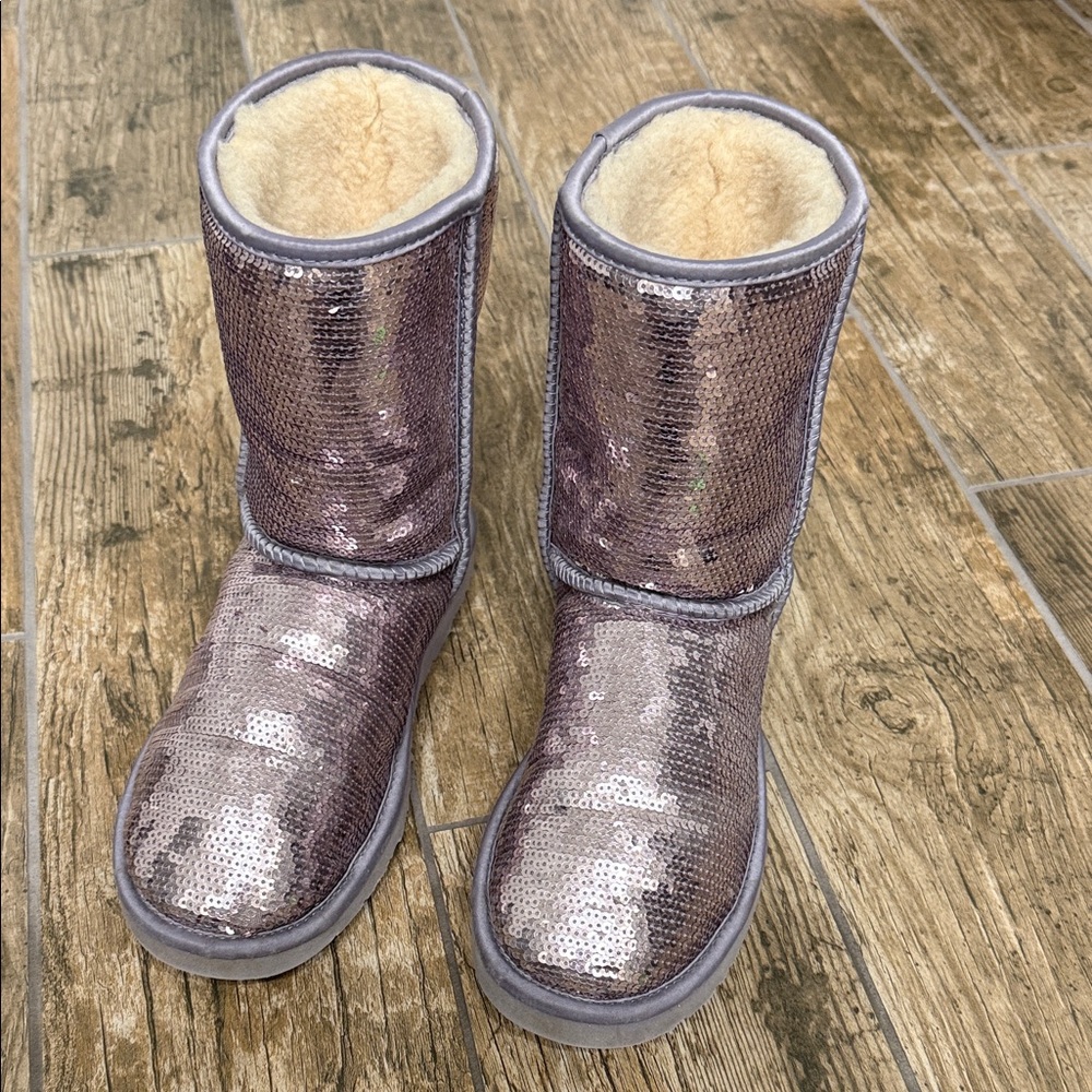 UGG purple sequin classic boot boots UGGS girly sparkle size 7